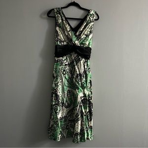 Rabbit Rabbit Rabbit designs dress green black cream paisley sleeveless size 14